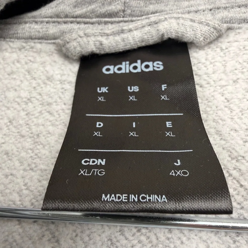 Adidas Mens Essentials 3-Stripes Full Zip Hoodie‎ Grey XL